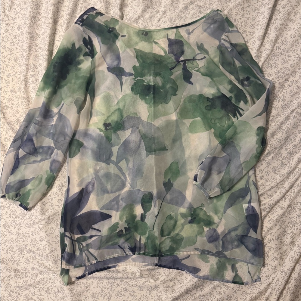 Floral Green and Blue Women's Top
